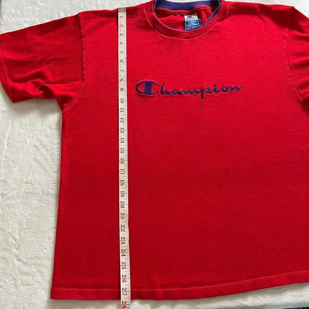 Champion Vintage embroidered Logo red & purple T-shirt men’s size XL - Picture 4 of 8